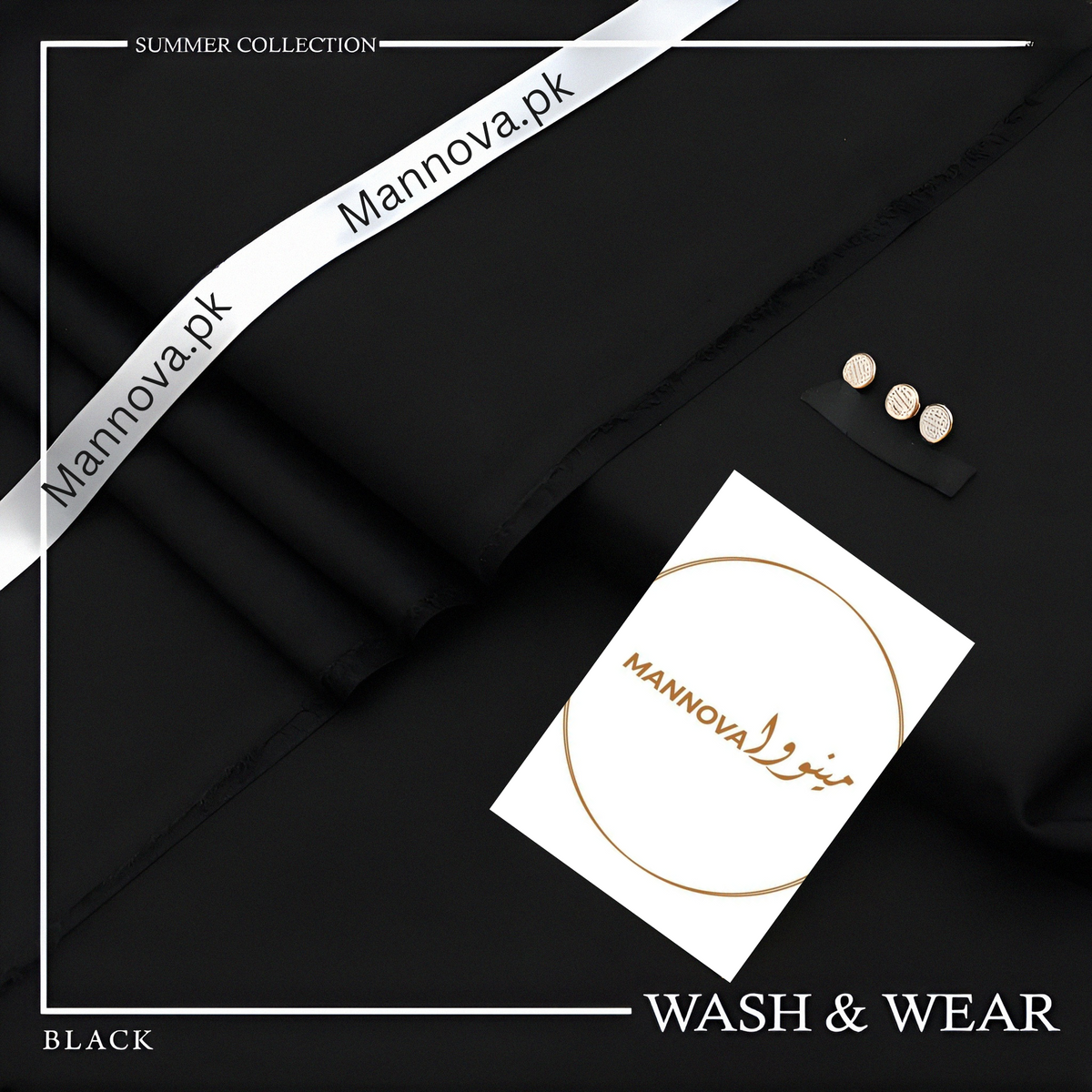 Men's Unstitched Suits Black Mannova.pk