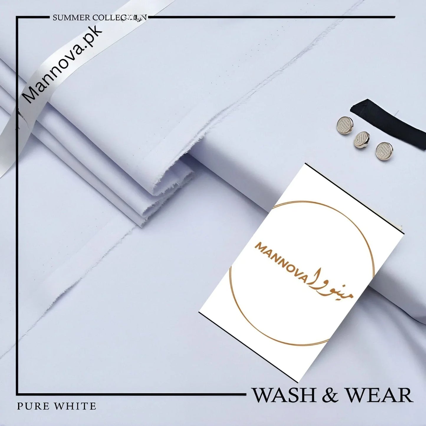 Men's Unstitched Suits White Mannova.pk